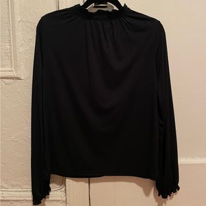 Zara Black Blouse with Ruffle Detail